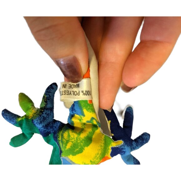Vintage 1990s Sand Filled Geckos Toys Tie Dye Paperweight Stuffed Plush Animal - Picture 3 of 6